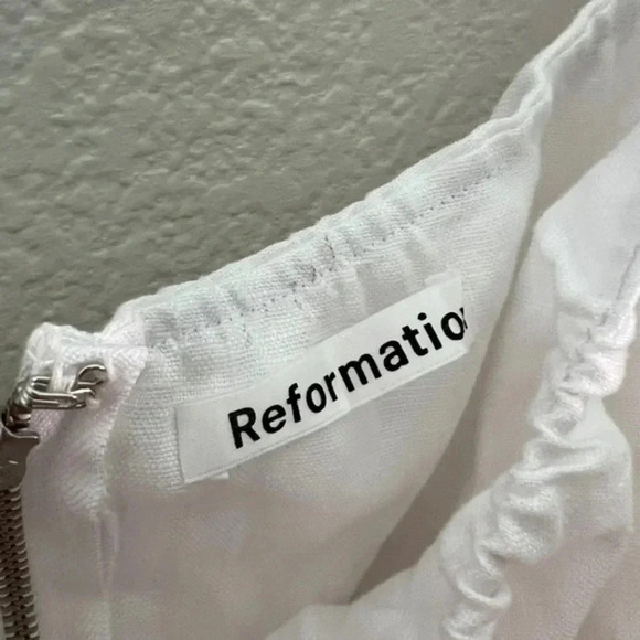 Reformation Spring Dress Linen Mini Dress in White B802 - Picture 5 of 5